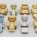 Massage Chairs In Assorted Colors And Multiple Designs With Comfortable Footrests 3d model