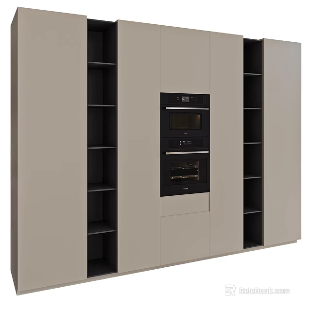 Modern Kitchen Cabinetry With Built In Ovens 3d model 