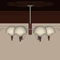Modern Chandelier With Four White Dome Shades Bronze Frame Carved Ceiling Plate In Interior