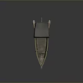 Vintage Wooden Boat Design Featuring Green Accents Canopied Upper Deck And Paddle Wheel