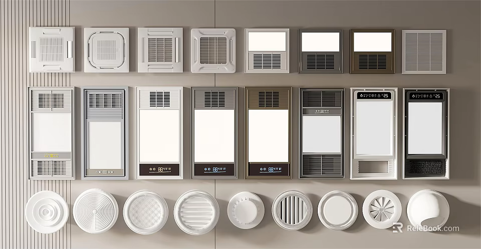 Different Types of Air Conditioner Vents With Various Designs And Shapes 3d model 