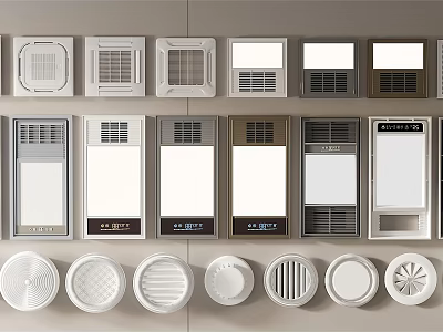 Different Types of Air Conditioner Vents With Various Designs And Shapes 3d model