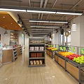 Fresh Vibrant Fruits in Supermarket Aisle with Organized Shelves and Colorful