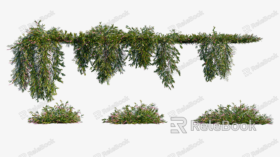 Modern Vine Green Plant Vine Plant Wall Silver Birch model