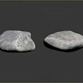 Three White Textured Natural Stone Materials On Black Reflective Surface 3d model
