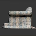 Elegant Multi Person Sofa With Floral Pattern Curved Arms And Fringed Skirt