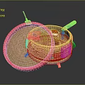 Red Household Storage Container with Bamboo Lid Yellow Label 88 and Green Handle