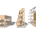 Wooden Multi tiered Retail Display Shelves With Open Design And Storage Baskets