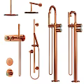 Golden Bathroom Faucet Set With Showerhead Handheld Sprayer And Control Handles