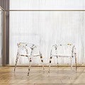 Transparent Acrylic Leisure Chair With Leaf Patterns For Modern Indoor Decoration