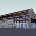 Modern Commercial Complex Exterior Design With Traditional Style Roof And Large Windows Multi story Structure