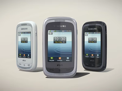 Three Samsung And LG Digital Mobile Phones Screen Showing Time 1030 3d model