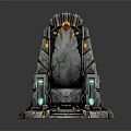 Alien shaped Sofa With Throne like Design Stone Texture Glowing Lights And Mechanical Details