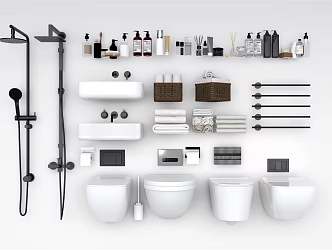 Modern Toiletries Supplies Toilet Shower Washbasin 3d model