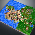 Modern 3D Island Model Featuring Urban Layout Water Areas And Green Spaces
