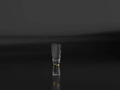 Transparent Shot Glass Placed On Black Surface With Gray Background Minimalist Style 3d model