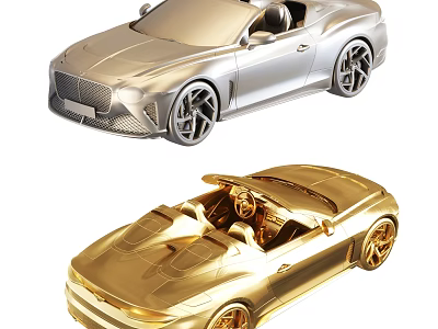 Silver And Gold Convertible Sports Cars With Sleek Luxury Design 3d model