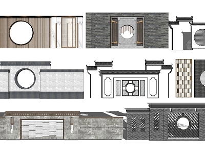 New Chinese style landscape wall landscape sketch model