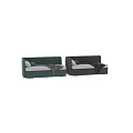 Tufted Backrest Sofa Bed In Teal And Gray With Mattress Blanket And Pillows