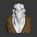 Game Movie Character With White Horned Head White Beard Yellow Eyes And Yellow Cloak