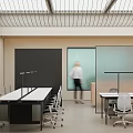 Modern Public Office Space With Open Layout Desks Chairs Glass Partitions And Natural Light