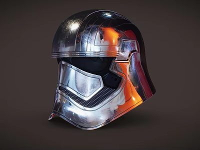 Futuristic Shiny Metallic Helmet With Detailed Design And Smooth Surface On Dark Background 3d model