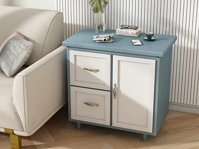 Modern Blue And White Entryway Cabinet Sideboard With Vase Books Phone In Living Room 3d model