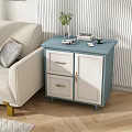 Modern Blue And White Entryway Cabinet Sideboard With Vase Books Phone In Living Room