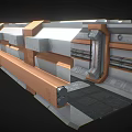 Futuristic Corridor Design With Metallic Structures Bright Ceiling Lights And Industrial Pipes