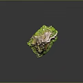Natural Wooden Root Decorative Piece With Moss Green Plants And Smooth Stone Base