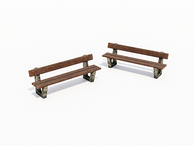 Outdoor Old Bench 3d model