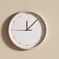 Minimalist Wall Clock With Light Pink Frame White Dial And Beige Wall
