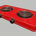 Red Double Burner Electric Stove With Copper Heating Coils For Kitchen Cooking