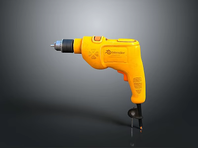 Yellow WORKPRO Electric Drill Power Tool With Drill Bit And Ergonomic Handle Design 3d model