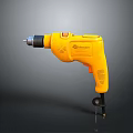 Yellow WORKPRO Electric Drill Power Tool With Drill Bit And Ergonomic Handle Design 3d model