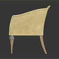 Elegant Cream Colored Armchair With Wooden Legs And Silver Accents