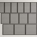 Black Framed Mesh Decorative Panels Arranged On White Wall For Interior Design 3d model