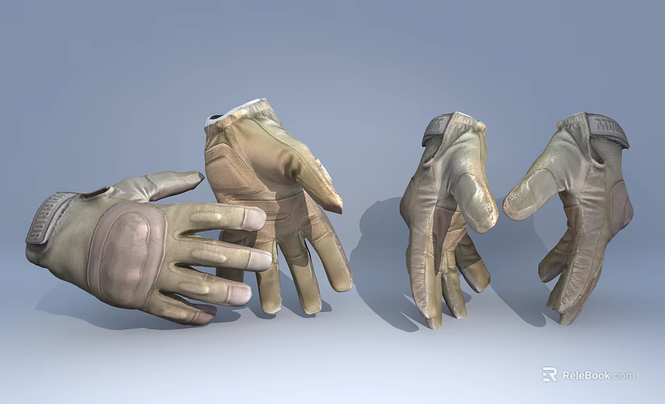Different Styles Of Leather Work Gloves With Protective Design And Durable Material 3d model 