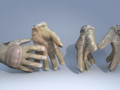 Different Styles Of Leather Work Gloves With Protective Design And Durable Material 3d model