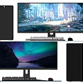 Modern Desktop Setup Featuring Monitor Tower Keyboard Mouse And Scenic
