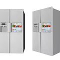 Modern Silver Double Door Refrigerators With Water Dispenser And Digital Screen 3d model