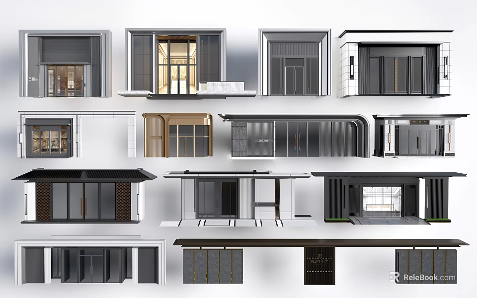 Modern Architectural Door Designs With Various Wood Metal Glass And Exterior Styles 3d model 