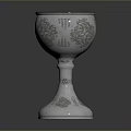Elegant Silver Goblet With Intricate Carved Patterns For Home Decor 3d model
