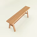Simple Wooden Public Bench With Long Rectangular Seat And Sturdy Support Legs 3d model