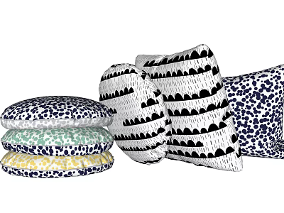 Colorful Decorative Pillows With Geometric Leopard And Striped Patterns For Home Decor 3d model