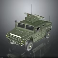 Green Armored Military Off Road Vehicle With Sturdy Design And Roof Mounted Equipment