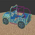 Blue Zebra Stripe Electric Toy Car for Kids with Black Frame Wheels and Seat