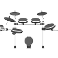 Modern Digital Electronic Drum Set With Multiple Pads Stands And Control Panel 3d model