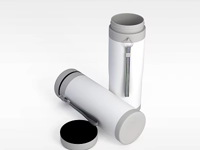 White Cylindrical Storage Lockers With Removable Lids And Smooth Surface Design 3d model