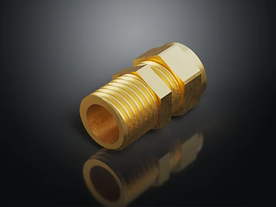 High Grade Brass Hexagonal Threaded Hardware Fitting Connector for Plumbing Systems 3d model